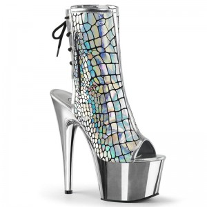 Bottines Pleaser Adore-1018HG Hologram Femme Argent | FRANCE FRTEOWXQ