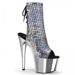 Bottines Pleaser Adore-1018MSC Hologram Femme Argent | FRANCE FROIJNKX