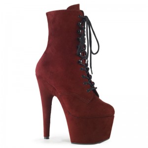 Bottines Pleaser Adore-1020FS Faux Suede Femme Bordeaux | PARIS FRKPUBHJ