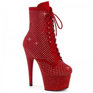 Bottines Pleaser Adore-1020RM Faux Suede Femme Rouge | PARIS FRSXEUOZ