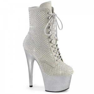 Bottines Pleaser Adore-1020RM Faux Suede Femme Argent | FRANCE FRRFZSWE