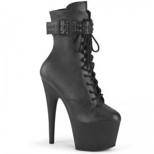 Bottines Pleaser Adore-1020STR Vegan Leather Femme Noir | FRANCE FRBPJTOF