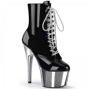 Bottines Pleaser Adore-1020 Femme Noir Argent | FRANCE FRPRVHNL