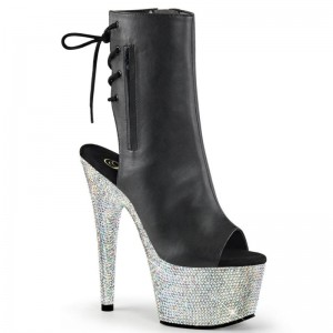 Bottines Pleaser Bejeweled-1018DM-7 Vegan Leather Femme Noir Argent | FRANCE FRQMVRYA