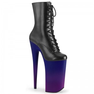 Bottines Pleaser Beyond-1020BP Vegan Leather Femme Noir Bleu | PARIS FRYLZWCQ