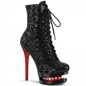 Bottines Pleaser Blondie-R-1020 Femme Noir Rouge | FRANCE FRSGYQDR