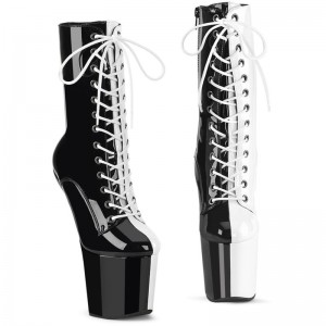 Bottines Pleaser Craze-1040TT Femme Noir Blanche | PARIS FRARMGID