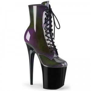 Bottines Pleaser Flamingo-1020SHG Femme Violette Noir | FRANCE FREFZOLX