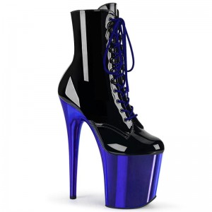 Bottines Pleaser Flamingo-1020 Femme Noir Bleu | FRANCE FRBOEDXY