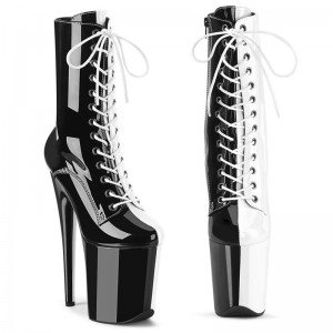 Bottines Pleaser Flamingo-1040TT Femme Noir Blanche | FRANCE FRCHALYU