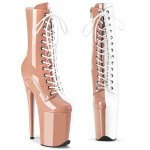 Bottines Pleaser Flamingo-1040TT Femme Rose Blanche | PARIS FRBHQLVG