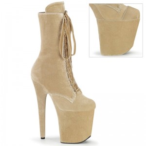 Bottines Pleaser Flamingo-1045VEL Femme Beige | FRANCE FRALZVXS