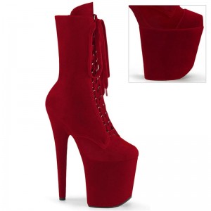 Bottines Pleaser Flamingo-1045VEL Femme Rouge | FRANCE FRPSFWKN