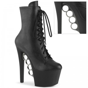 Bottines Pleaser Knucks-1020 Vegan Leather Femme Noir | PARIS FRPYTGCS