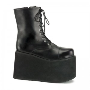 Bottines Pleaser Monster-10 Vegan Leather Femme Noir | PARIS FRHLQWTG