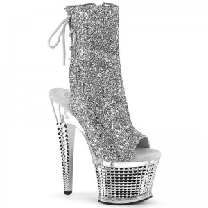 Bottines Pleaser Spectator-1018G Femme Argent | FRANCE FRMOZYAD