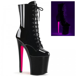 Bottines Pleaser Xtreme-1020TT Femme Noir Rose | FRANCE FRTOJXRQ