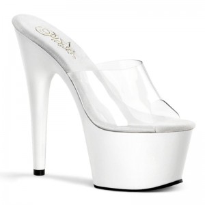 Claquette Plateforme Pleaser Adore-701 Femme Blanche | FRANCE FRBRVQDU