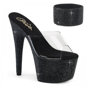 Claquette Plateforme Pleaser Bejeweled-712RS Femme Noir | PARIS FRHSXUCR