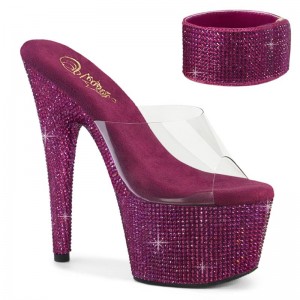 Claquette Plateforme Pleaser Bejeweled-712RS Femme Fushia | FRANCE FRCKNTLR