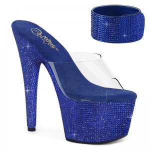 Claquette Plateforme Pleaser Bejeweled-712RS Femme Bleu | FRANCE FRFLCSDQ