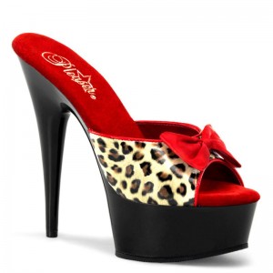 Claquette Plateforme Pleaser Delight-601-6 Femme Leopard Noir | FRANCE FRFZTRUY