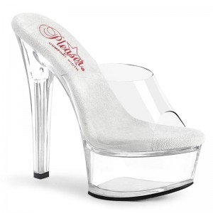 Claquette Plateforme Pleaser Gleam-601 Femme Clear | FRANCE FRSKVTEU