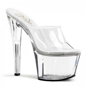 Claquette Plateforme Pleaser Sky-301 Femme Clear | FRANCE FRUTHVNC