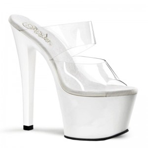 Claquette Plateforme Pleaser Sky-302 Femme Blanche | PARIS FRTSJIVA