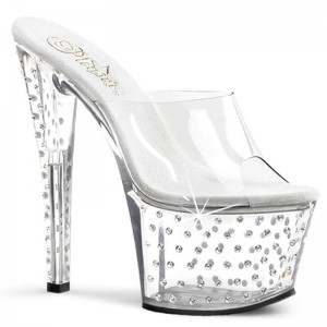 Claquette Plateforme Pleaser Stardust-701 Femme Clear | PARIS FRIVREPS