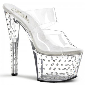 Claquette Plateforme Pleaser Stardust-702 Femme Clear | FRANCE FRBWAHKN