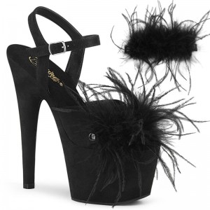 Talons Pleaser Adore-709F Suede Femme Noir | FRANCE FRVURTDB