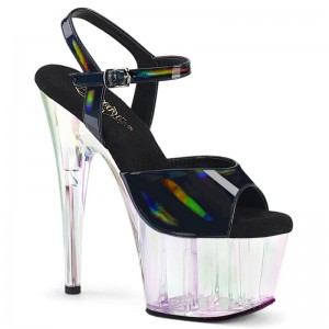 Talons Pleaser Adore-709HT Hologram Femme Noir | FRANCE FRKEWNFT