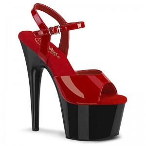 Talons Pleaser Adore-709 Femme Rouge Noir | FRANCE FRJPLVEH