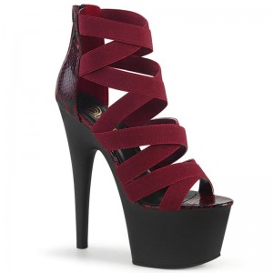 Talons Pleaser Adore-748SP Femme Rouge Noir | FRANCE FRZHNMCY