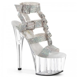 Talons Pleaser Adore-756RS AB Rhinestone Femme Argent | PARIS FREIRWNS