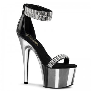 Talons Pleaser Adore-769RS Femme Noir Argent | FRANCE FRIHDWTE