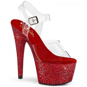 Talons Pleaser Bejeweled-708DM Femme Rouge | PARIS FRNQECFW