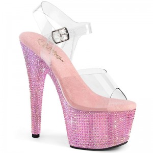 Talons Pleaser Bejeweled-708RRS Femme Rose | FRANCE FRFSQWPN