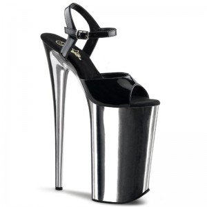 Talons Pleaser Beyond-009 Femme Noir Argent | FRANCE FRWSNYDA