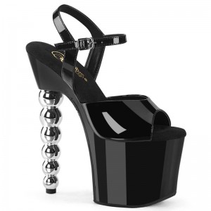 Talons Pleaser Bliss-709 Femme Noir Argent | PARIS FRXNJEBK