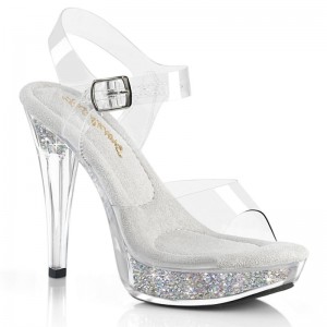 Talons Pleaser Cocktail-508RSI Rhinestones Femme Argent | PARIS FRKDNTWM