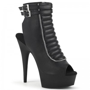 Talons Pleaser Delight-600-18 Vegan Leather Femme Noir | PARIS FRWBQGNU