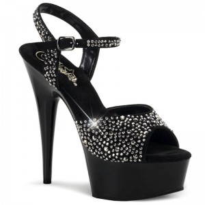 Talons Pleaser Delight-609RS Suede Femme Noir | FRANCE FRISHBZW