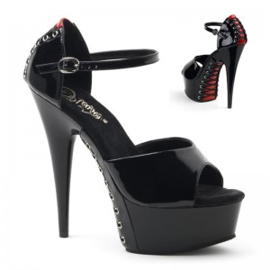 Talons Pleaser Delight-660FH Femme Rouge Noir | FRANCE FRXTRDPO