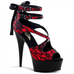 Talons Pleaser Delight-678LC Femme Rouge Noir | FRANCE FRMYGSOA