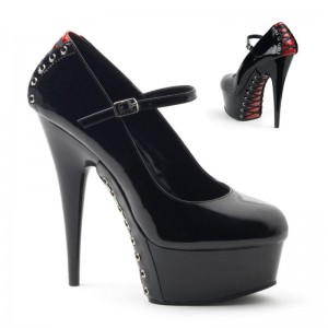 Talons Pleaser Delight-687FH Femme Rouge Noir | PARIS FRBADFIR