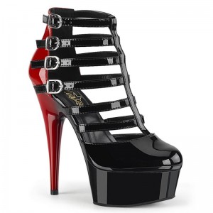 Talons Pleaser Delight-695 Femme Rouge Noir | PARIS FRYCZWUV