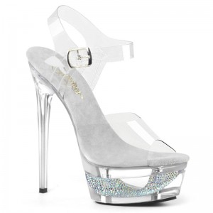 Talons Pleaser Eclipse-608DM Femme Clear | FRANCE FRUBHIJT