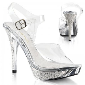 Talons Pleaser Elegant-408 Femme Argent | PARIS FRQXBTFD